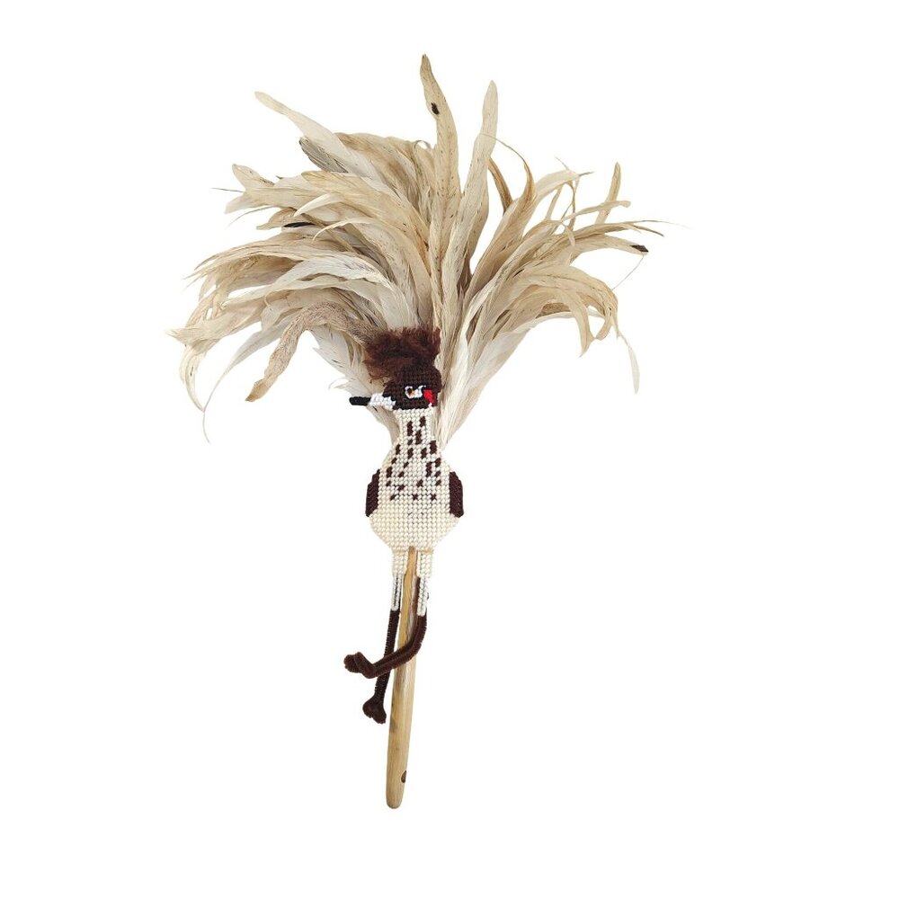 Handmade Roadrunner 22" Feather Duster Southwest Style Needlepoint Decorative